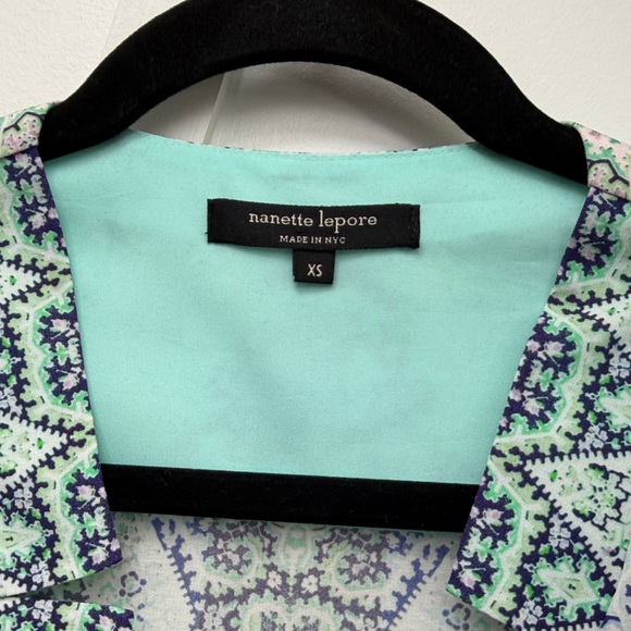 Nanette Lepore Blue and Green Patterned Blouse - Picture 3 of 9